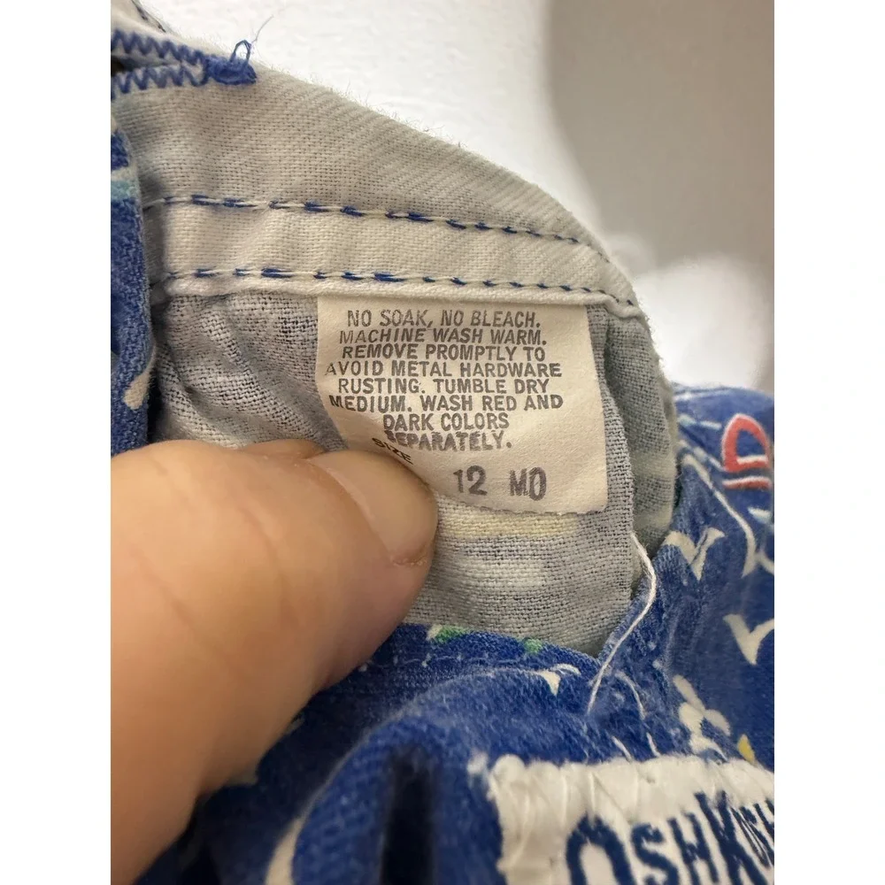 Vtg OshKosh B'gosh Overalls Sailboats Nautical Size 12 Months USA Made Rare